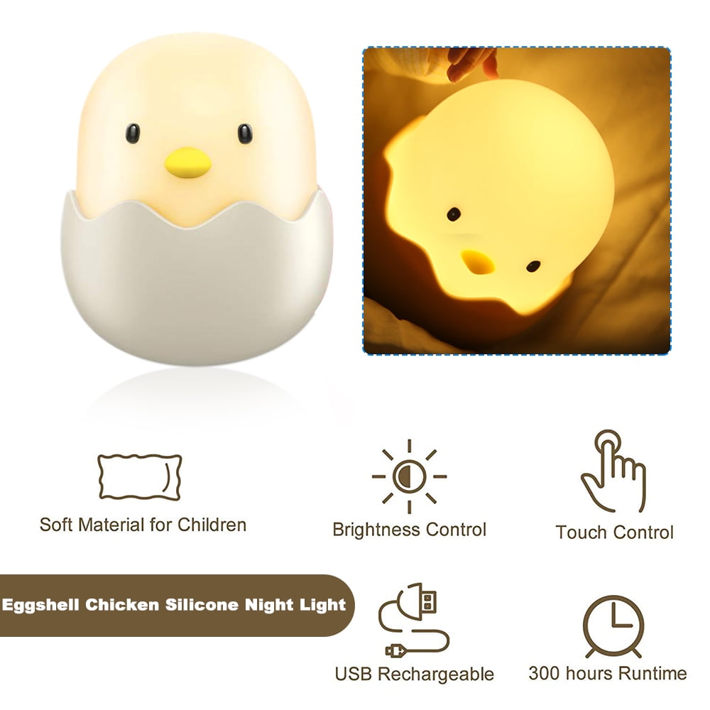 LNKOO Night Light for Kids | Baby Nursery Lamp with Touch Controls | Cute Chick Bedside Nightlight for Nursing/Breastfeeding | USB Rechargeable | Newborn or Toddler Bedroom Decor for Boys and Girls