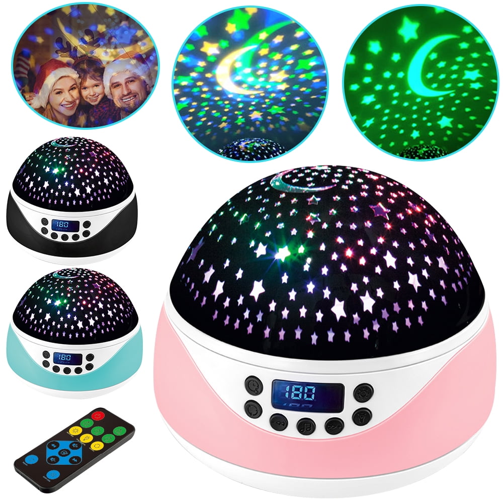 LNKOO Night Light Projector of Stars and Moons with Music&Timer Remote Control Projection Lamp for Kids Rotating Kids Night Lights for Bedroom, Sleep Helper and Giftable for Girls Boys Babies