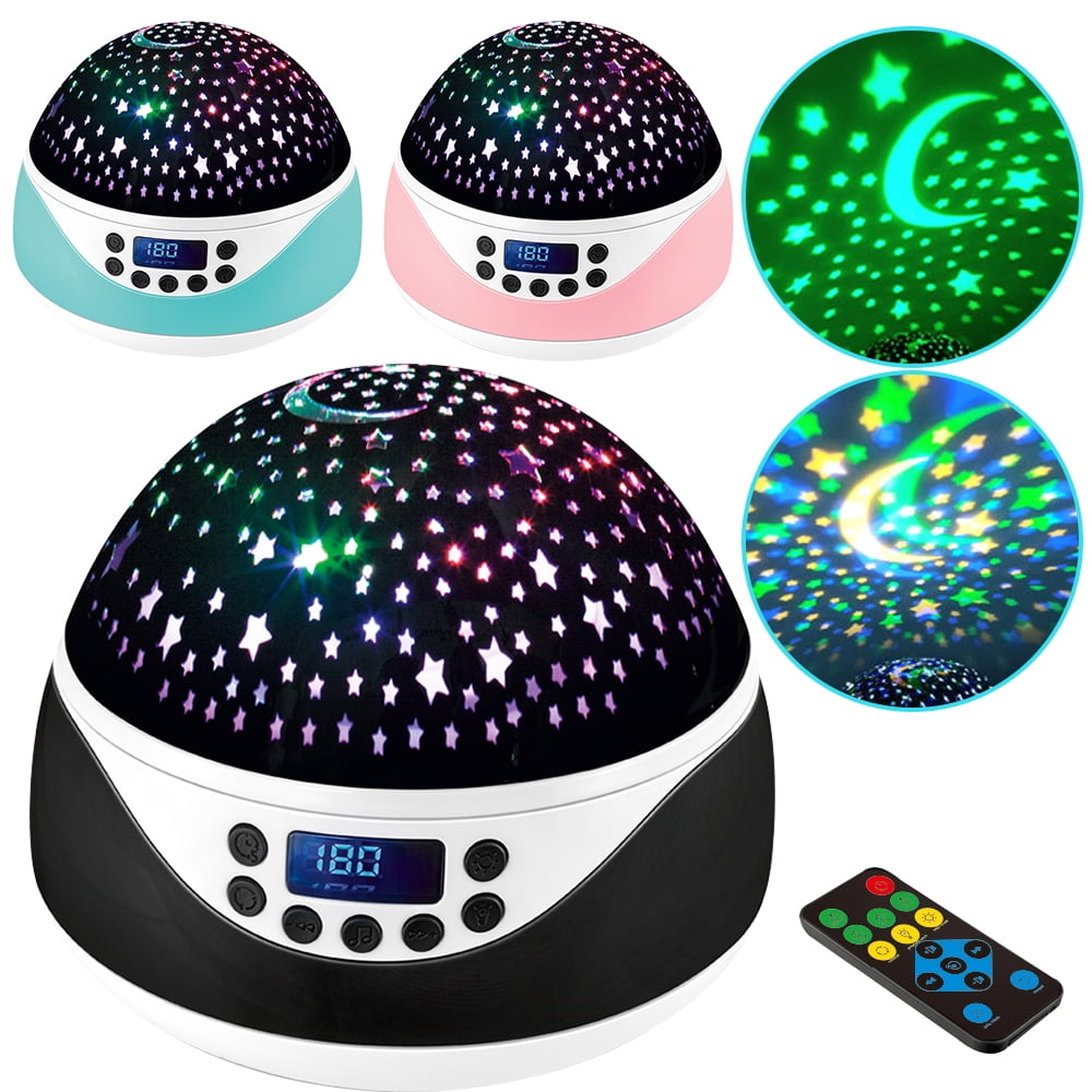 LNKOO Night Light Projector of Stars and Moons with Music&Timer Remote Control Projection Lamp for Kids Rotating Kids Night Lights for Bedroom, Sleep Helper and Giftable for Girls Boys Babies