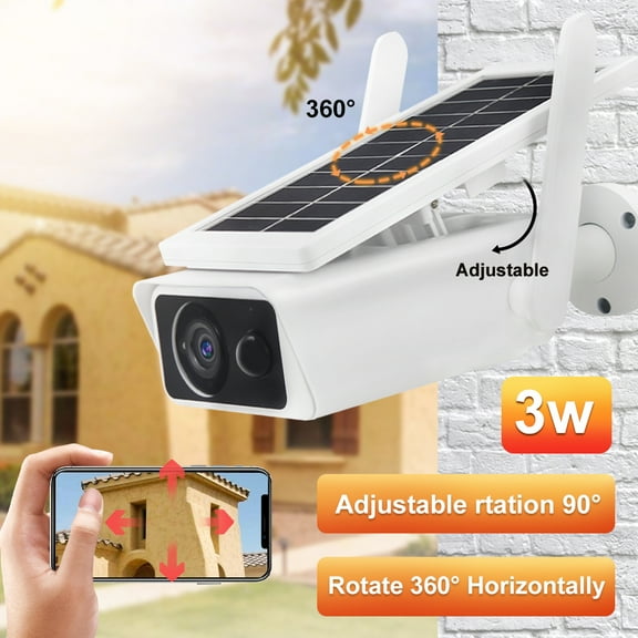 LNKOO Outdoor Security Camera Wireless, Solar Powered Rechargeable Camera WiFi 1080P Home IP Surveillance with PIR Motion Detection, Night Vision, 2-Way Audio, IP66 Waterproof, Cloud/SD, IOS/Android