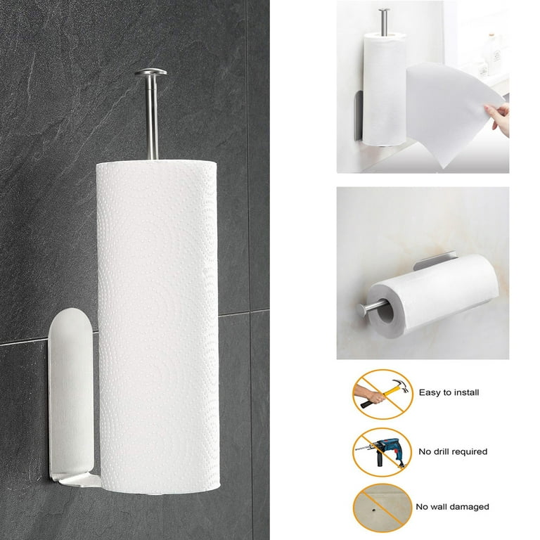 YIGII Paper Towel Holder under Cabinet Mount - Self Adhesive Paper Towel  Rack or