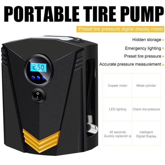 LNKOO Portable Air Compressor Pump Digital Tire Inflator 150PSI DC 12V Car Air Pump with LED Light Auto tire inflator for Car, Bicycle, Motorcycle, Basketball and Other Inflatables