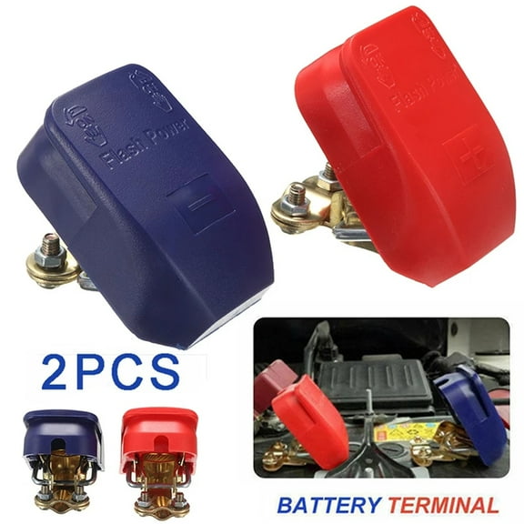 LNKOO Quick Release Brass Battery Terminal Clamps, Quick Disconnect Battery Terminals with Red and Blue Cover for Top Post Battery (1 Pair)