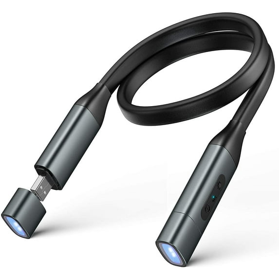 LNKOO Rechargeable Neck Book Light - LED Reading Lights for Books in Bed at Night, 9 Brightness Levels, Removable Light Socket, Hands-Free for Reading, Knitting, Camping, Repairing