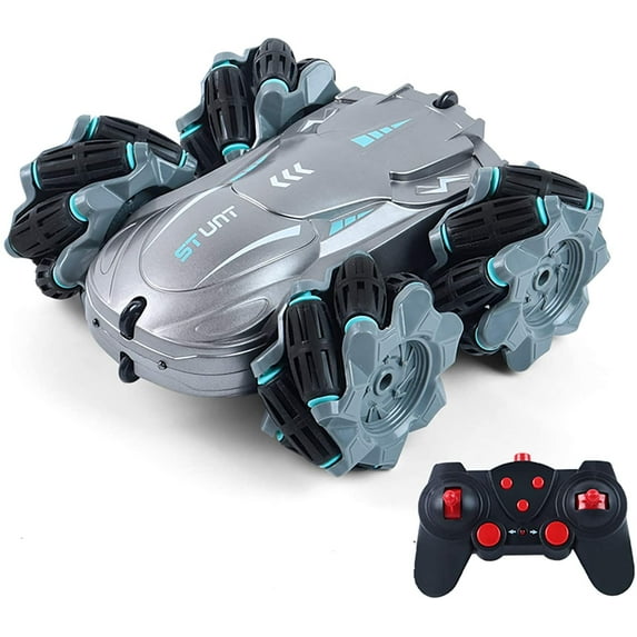 LNKOO Remote Control car Drifting, Drifting, bidirectional Driving Stunt, high-Speed Climbing Off-Road Vehicle, with LED Colorful Lights, with Rechargeable Battery (Silver)
