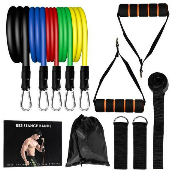 LNKOO Resistance Bands Set (11pcs), Exercise Bands with Door Anchor, Handles, Carry Bag, Legs Ankle Straps for Resistance Training, Physical Therapy, Home Workouts