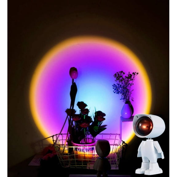 LNKOO Robot Sunset Projection Lamp - 360 Degree Visual Mood Rotation Sunset Led Night Light Usb Led Projection Light Romantic Visual Mood Lighting Lamp For Bedroom Wedding Garden Party Home