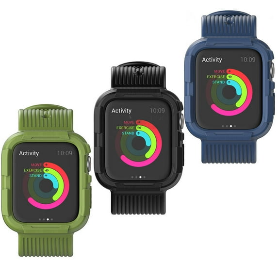 LNKOO Rugged Protective Armor Case with Wrist Strap Band For Apple Watch Series 4 44mm Blue