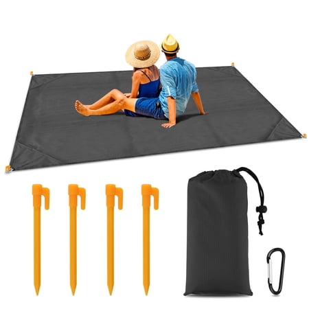 LNKOO Sand Free Compact Beach Blanket - Pocket Picnic Sheet For Outdoor Multiple Use | Best Mat For Travel & Festivals, Soft & Quick Drying with 4 Stakes& 1 Carabiner