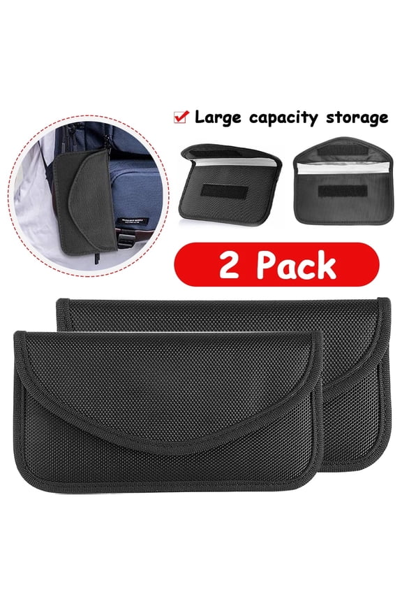 Signal Blocking Bag, 2Pcs GPS Faraday Bag Shield Cage Pouch Wallet Phone Case for Cell Phone Privacy Protection and Car Key FOB, Anti-Tracking Anti-Spying