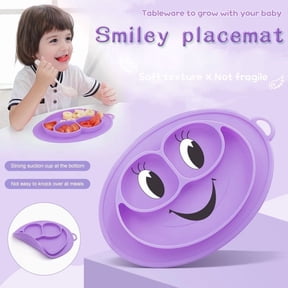 LNKOO Silicone Smiley Face Plate Children Silicone Plate Separation Baby Food Box Plate Household Tableware Dishwasher and Microwave Safe Silicone Sucker