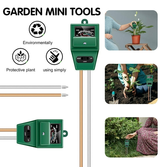 LNKOO Soil Moisture Meter,3 in 1 Portable Soil Moisture Meter Tester Detector Probe Plant Flower Testing Tool Hygrometer for Garden, Farm, Lawn Plants Indoor & Outdoor (No Battery Needed)