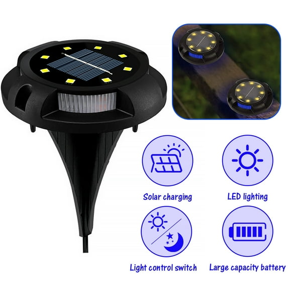 LNKOO Solar Ground Lights,Outdoor Disk Lights Solar Powered Waterproof In-Ground Lights for Driveway,Garden, Lawn, Pathway, Walkway, Deck, Yard ( 8 LED + 4 Side LED)