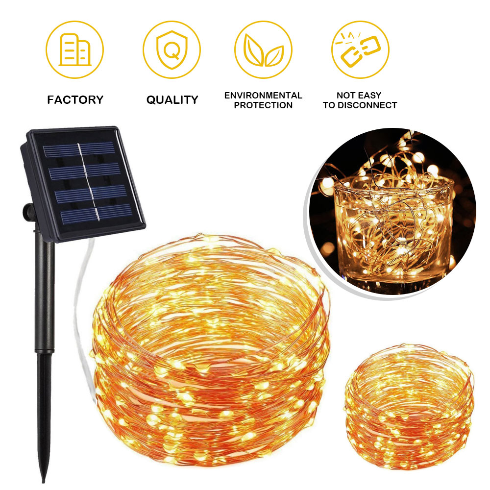 LNKOO Solar String Lights, 66 ft 200 LED Solar Fairy Lights, 8 Modes Outdoor Solar Fairy Lights String with Memory, Waterproof Solar Twinkle Lights for Christmas Garden Party - image 1 of 6