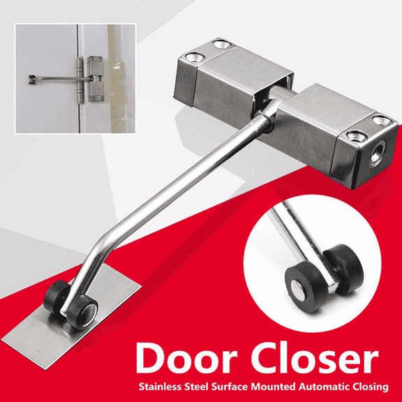 LNKOO Stainless Steel Adjustable Household Simple Door Closer Surface Mounted Buffer Automatic Door Check,Adjustable Automatic Strength Spring Door Closer Hinge Fire Rated Door Channel