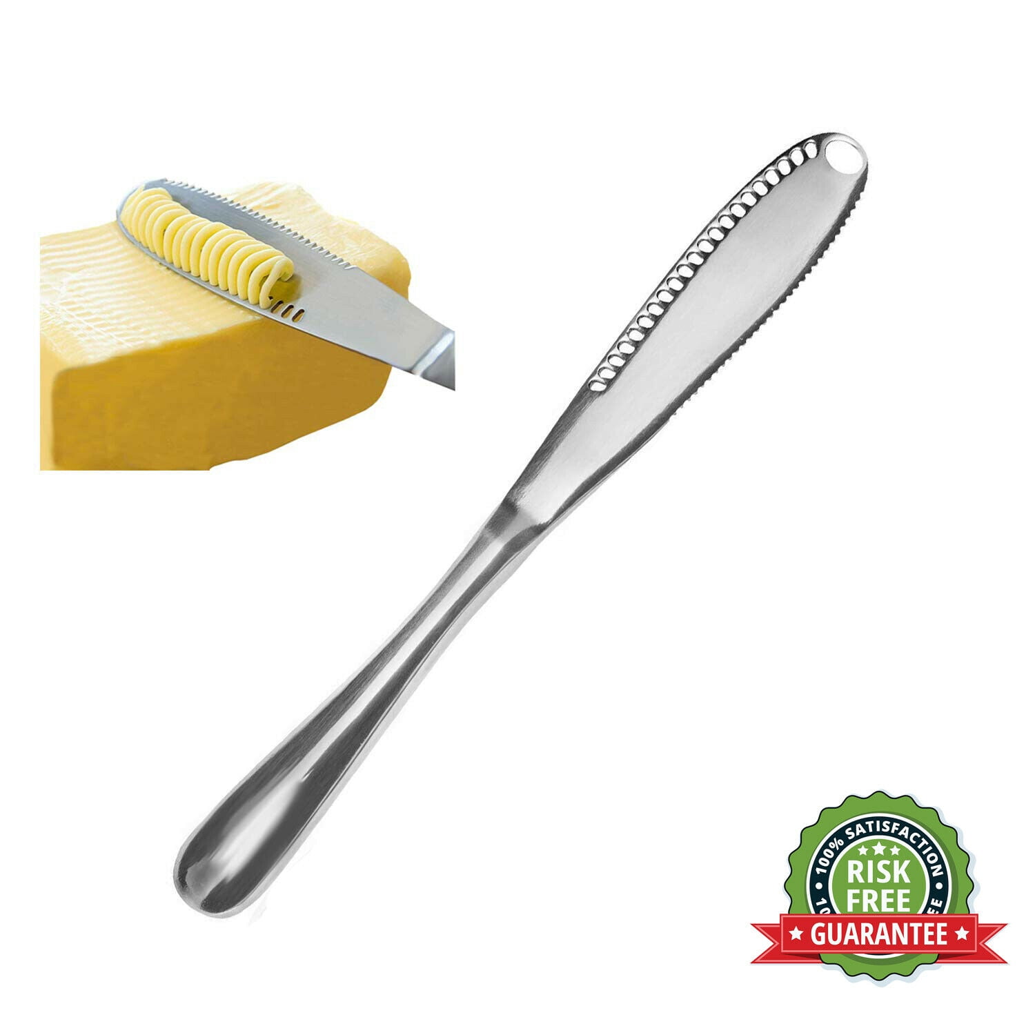 smylls Stainless Steel Butter Spreader Knife, 3 in 1 Kitchen Gadgets,  Curler, Butter Grater, Multi-Function Butter Spreader and Grater with  Serrated