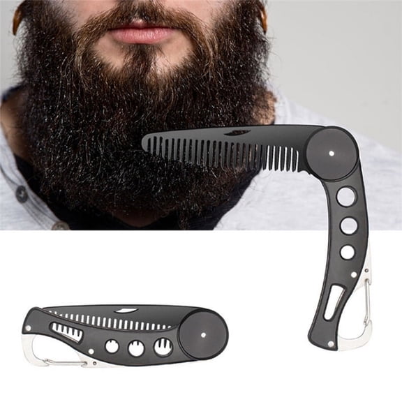 LNKOO Stainless Steel Folding Beard Comb, Portable Multifunction Anti Static Fine to Medium Metal Hair Comb for Men Grooming, Combing Hair, Beard, and Mustache Styling