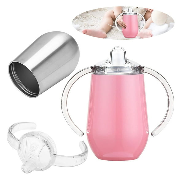 LNKOO Stainless Steel Sippy Cup, Double Wall Vacuum Insulated Sippy Tumble with Handle, 10 Oz BPA Free Sippy Cup for Children Baby, Mug Tumbler for Water and Milk Bottle