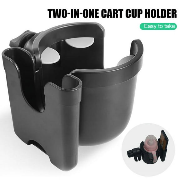 LNKOO Stroller Cup Holder, 2-in-1 Universal Bottle & Phone Stroller Storage Rack,360 Degree Rotation Adjustable Bottle Receiver for Walker,Bicycles,Motorcycle,with A Stroller Clip