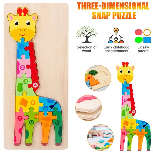 LNKOO Toddler Puzzles, Wooden Puzzles for Kids Baby Brain Development