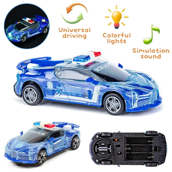 LNKOO Toy Cars for Kids Toddlers Boys Girls Age 2 3 4-6 Year Old,360° Rotation Light-Up Police Car, Gift - Electric Car with Bright Flashing 4D Lights & Real Siren Sounds