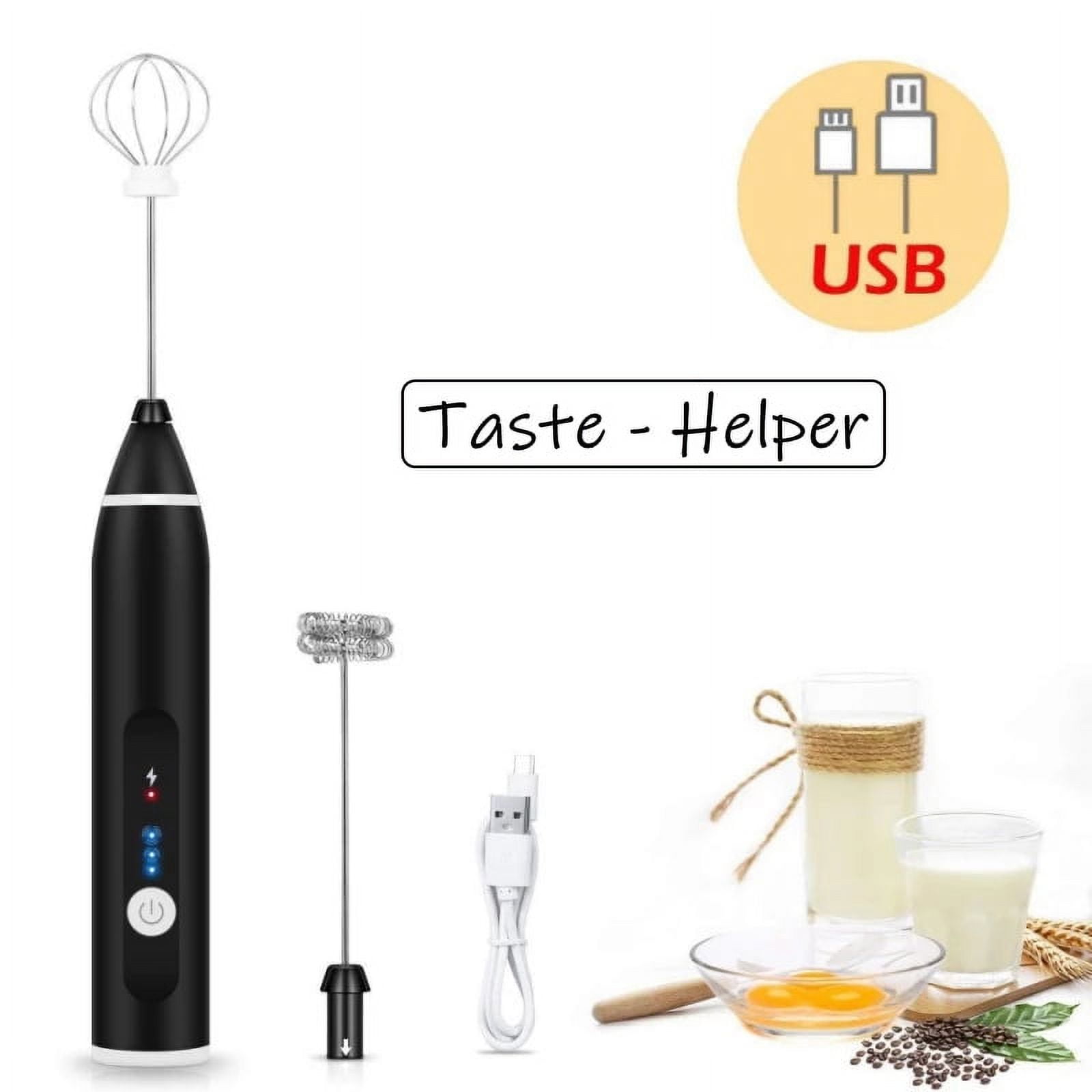 LNKOO USB Rechargeable Milk Frother Handheld Multi-functional Electric Foam Maker with 2 Stainless Whisks, 3-Speed Adjustable Mini Milk Foamer, Perfect for Blending Bulletproof Coffee, Latte