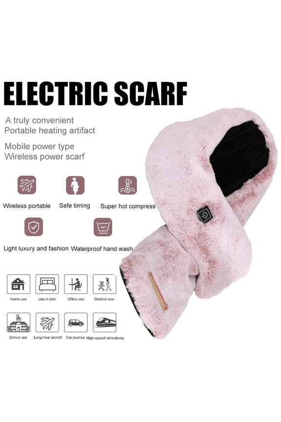 Wireless Smart Heating Scarf, USB Electric Heating Blanket Washable 3 Heat Settings with Timing Function Waterproof Electric Shawl-Pink