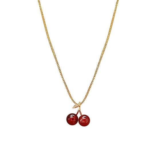 LNM0QLPDBS Gifts for Women The 925 Silver Red Cherry Necklace Simple Compact and Versatile Necklace Enamel Pendant Necklaces for Women Trendy