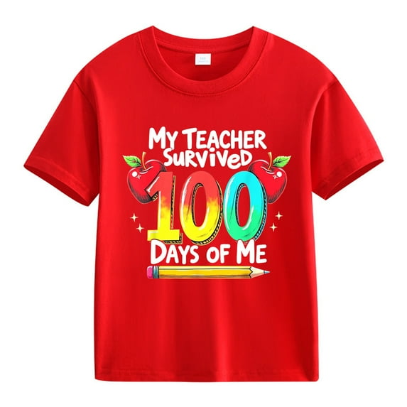LNMQLPDBS 100th Day of School Shirt Cute Colorful Numbers Printed Crew Neck Short Sleeve Tops Celebration for Girls and Boys Kids Graphic Tees