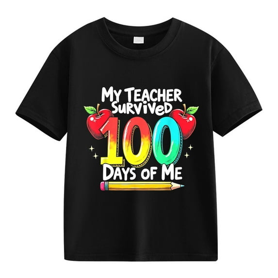 LNMQLPDBS 100th Day of School Shirt Cute Colorful Numbers Printed Crew Neck Short Sleeve Tops Celebration for Girls and Boys Kids Graphic Tees