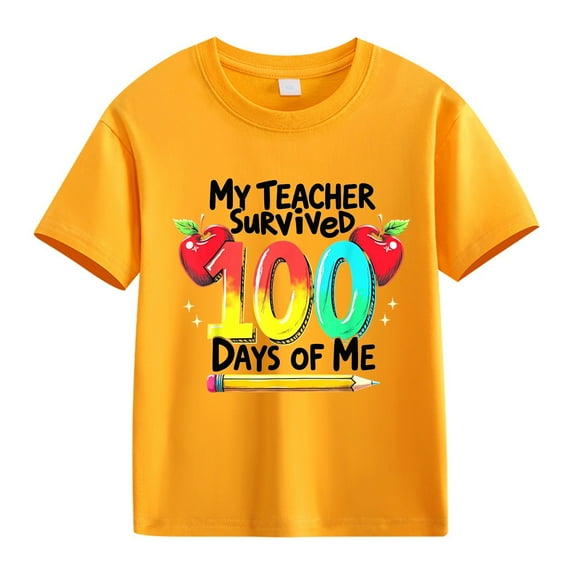 LNMQLPDBS 100th Day of School Shirt Cute Colorful Numbers Printed Crew Neck Short Sleeve Tops Celebration for Girls and Boys Kids Graphic Tees