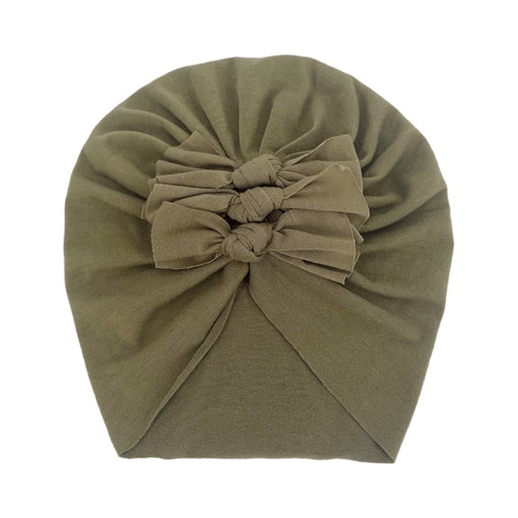 LNMQLPDBS Baby Beanies 0-6 Months Solid Color Knotted Bowknot Soft Turban Hats Wide Headwraps Caps for Baby Girls Infant Hat Toddlers Little Kids Unisex Beanie Green One Size