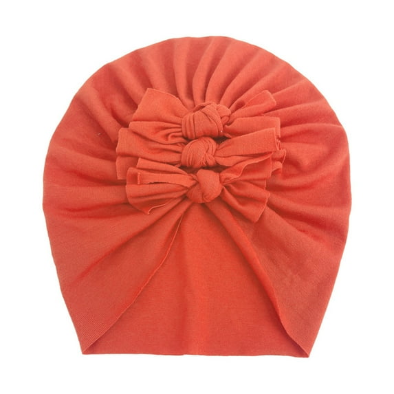 LNMQLPDBS Baby Beanies 0-6 Months Solid Color Knotted Bowknot Soft Turban Hats Wide Headwraps Caps for Baby Girls Infant Hat Toddlers Little Kids Unisex Beanie Orange One Size