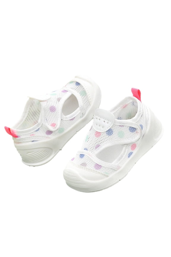 Baby Boy Girl Anti Kick Breathable Wear Sandals Toddler Prewalker First Walking Shoes Closed Toe Colorful Polka Dot Summer Sandals Lightweight Breathable Non-Slip Sneakers Kids Water Shoes