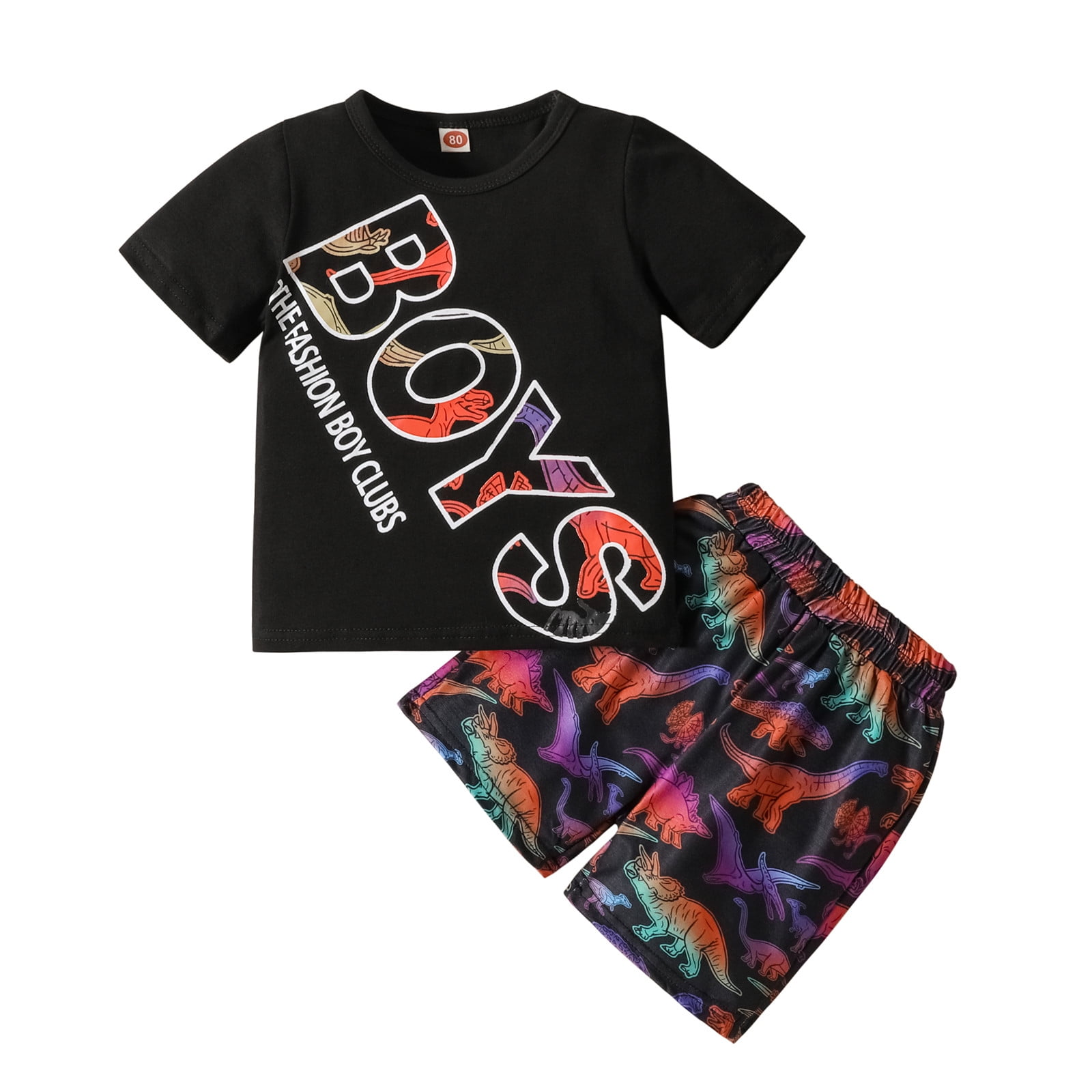 Baby Boy Outfit Sets Dinosaur Animal Letters Printed Short Sleeve Crewneck T Shirt + Elastic Waist Print Shorts 2pcs Outfits 3 Year Old Boy Gifts Summer Casual Toddler Clothes for Boys