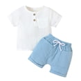 thumbnail image 1 of LNMQLPDBS Baby Boy Summer Clothes 2Pcs Toddler Boys Henley Outfits Casual Soft Pocket Short Sleeve Tops & Elastic Waistband Shorts Sets Infant Clothes, 1 of 9