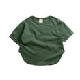 thumbnail image 1 of LNMQLPDBS Baby Boy Summer Clothes Solid Color Side Split Tees Short Sleeve Crewneck Tshirts for Kids Toddler Girl Gifts Baby Clothes Unisex Trendy Tops for Family Photo Green 4 Years, 1 of 8