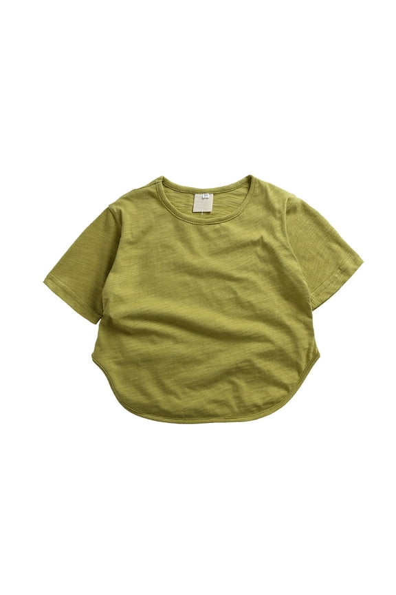 Baby Boy Summer Clothes Solid Color Side Split Tees Short Sleeve Crewneck Tshirts for Kids Toddler Girl Gifts Baby Clothes Unisex Trendy Tops for Family Photo Mint Green 9 Months
