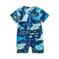 thumbnail image 1 of LNMQLPDBS Baby Boy Swimsuit One Piece Short Sleeve & Shorts Zipper Swimwear Cartoon Printed Toddler Bathing Suit Rash Guard Swimwear Beachwear Sunsuit Summer Boys Swimsuit, 1 of 8