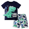 thumbnail image 1 of LNMQLPDBS Baby Boys' Clothing Sets Cartoon Dinosaur Letters Printed Short Sleeve Crewneck T Shirt & Elastic Waist Print Shorts 2pcs Outfits 24 Month Boy Clothes Kids Summer Casual Suits, 1 of 7