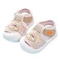 thumbnail image 1 of LNMQLPDBS Baby Boys Girls Sandals Soft Anti-Slip Sole Shoes Toddler First Walkers Little Girls' Sandals Flat Shoes Cute Rainbow Printed Summer Sandals Outdoor Beach Baby Sandals Beige 6-9 Months, 1 of 3