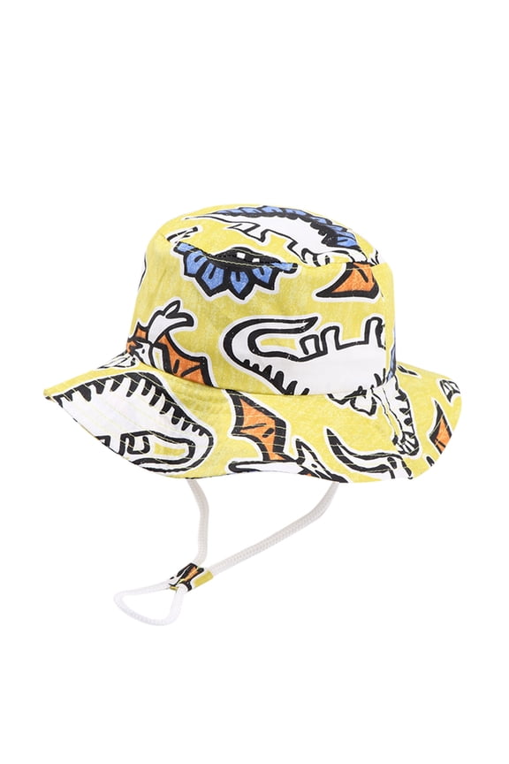Baby Boys Girls Sun Visor Hats Toddler Cartoon Printed Sun Protection Hat Infant Sun Hats Kids Summer Beach Adjustable Bucket Hat with Chin Strap Spring Autumn Outdoor Shade Hat 