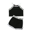 thumbnail image 1 of LNMQLPDBS Baby Clothes for Girls Summer Cute Letters Printed Sleeveless Vest & Side Cut Shorts 2pcs Outfits Halter Camisole Set Toddler Girl Short Sets for Beach Soft Girls Lounge Set, 1 of 8