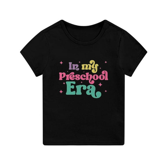 LNMQLPDBS Baby Clothes Unisex Toddler Boy Girl Summer Clothes First Day of School Shirt In My Pre School Era Tshirts Short Sleeve Crewneck Casual Tops for Kids Black 4-5 Years