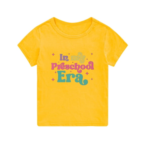 LNMQLPDBS Baby Clothes Unisex Toddler Boy Girl Summer Clothes First Day of School Shirt In My Pre School Era Tshirts Short Sleeve Crewneck Casual Tops for Kids Yellow 6-7 Years