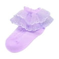 thumbnail image 1 of LNMQLPDBS Baby Crew Socks Solid Color Embroidery Ruffle Trim Lace Socks Baby Girl Socks 0-6 Months Ruffle Socks for Toddler Girl Summer Soft Non-Slip Shorty Socks for Babies Purple 1-2 Years, 1 of 5
