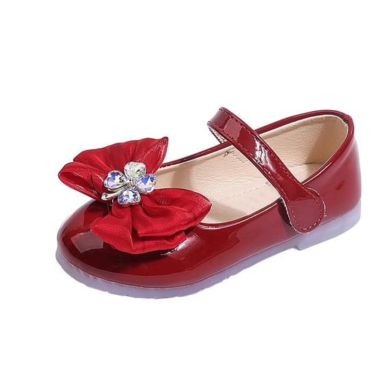 LNMQLPDBS Baby Girl Black Dress Shoes Girls Dress Black Toddler Girls Mary Jane Shoes Size 3 Girls Ballet Flats Toddler Girl Sandal Light Up Sandals, Red US Size 11