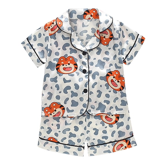 LNMQLPDBS Baby Girl Clothes Silky Button Down Lougewear Set 2 Piece Summer Soft Silk Satin Short Sleeve Tops Shorts Set Cute Outfits for Kids