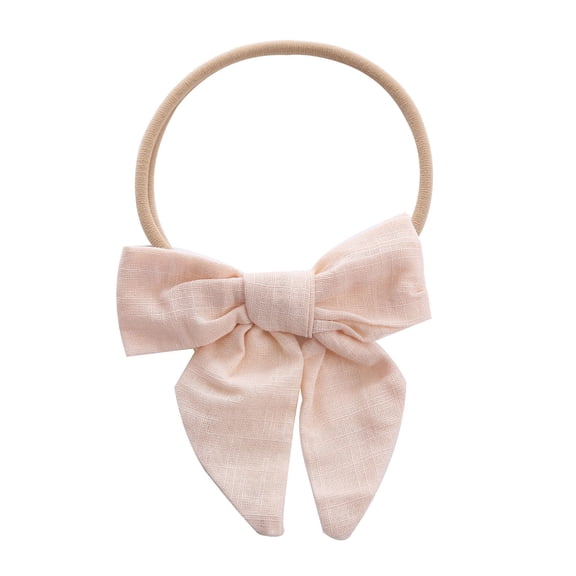LNMQLPDBS Baby Girl Linen Bows Nylon Headband Newborn Infant Hair Bow Elastic Bands Toddler Hair Accessories Little Kids Stretchy Soft Headbands