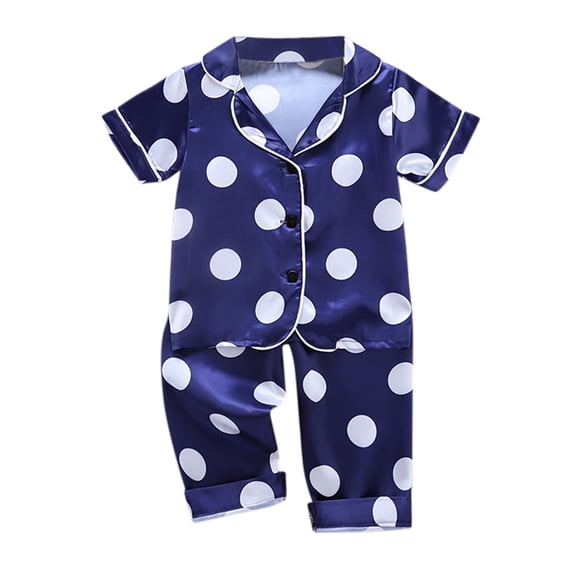 LNMQLPDBS Baby Girl Outfits Summer Silk Satin Loungewear Set Trendy Print Comfy Outfit Short Sleeve Button-Down Shirts and Pants 2Pcs Clothes Set